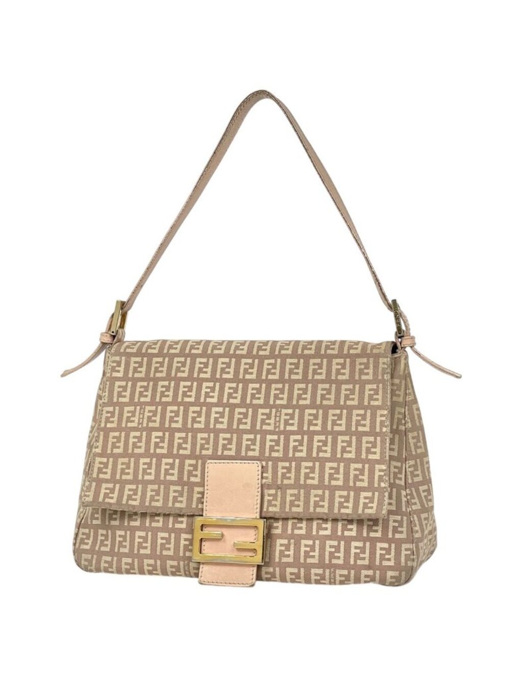 Fendi Zucchino Pattern Shoulder Bag Mamma Baguette Canvas Pink - Picture 1 of 10